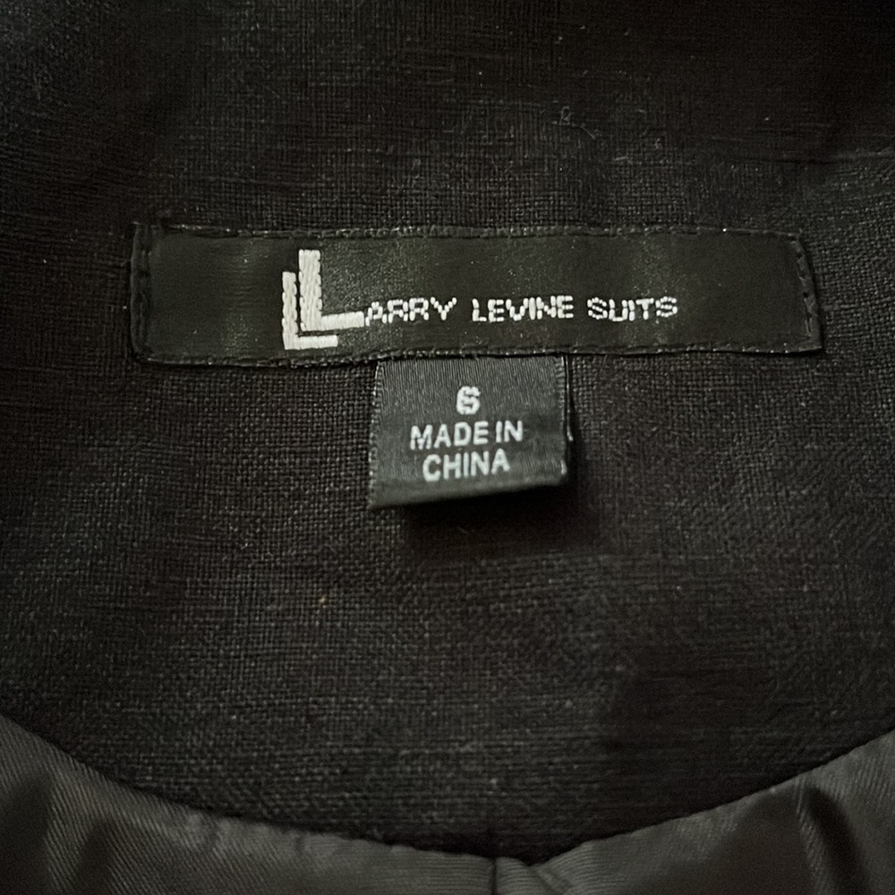 Larry Levine Linen Midi Coat Black White Stitching Trim Size 6 - Picture 9 of 10